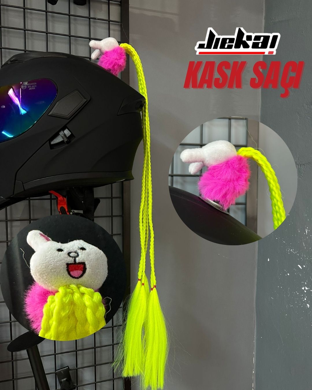 JİEKAİ KASK SAÇI TOKALI SARI RENK AFRİKA ÖRGÜ MODEL-05