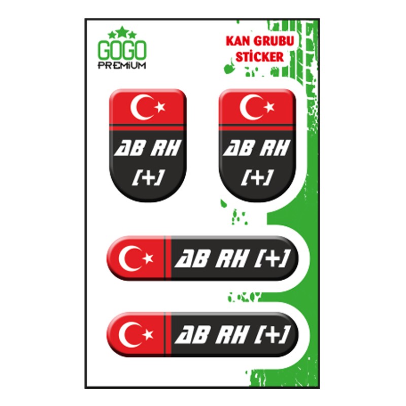 KAN GRUBU I AB Rh( ) SİYAH DÖRTLÜ DAMLA ETİKET
