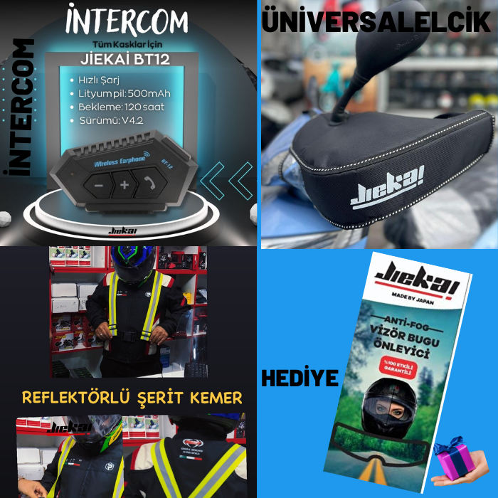 MOTOSİKLET İNTERCOM+ELCİK+ŞERİT KEMER PİNLOCK