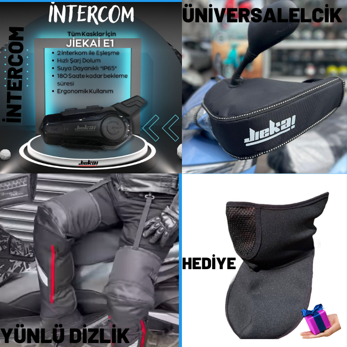 JİEKAİ İNTERCOM EŞLEŞMELİ ELCİK SU VE SOĞUK GEÇİRMEZ DİZLİK İÇİ YÜNLÜ MASKE