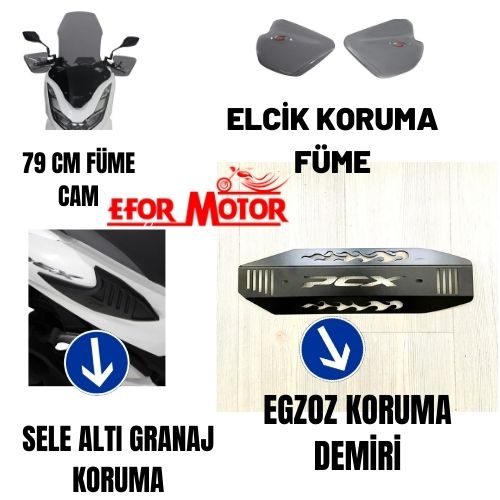 PCX 125-150 KOMBİN 2021-2022 ÖN CAM ELCİKKORUMA EGZOZ KORUMA   SELE ALTI KORUMA