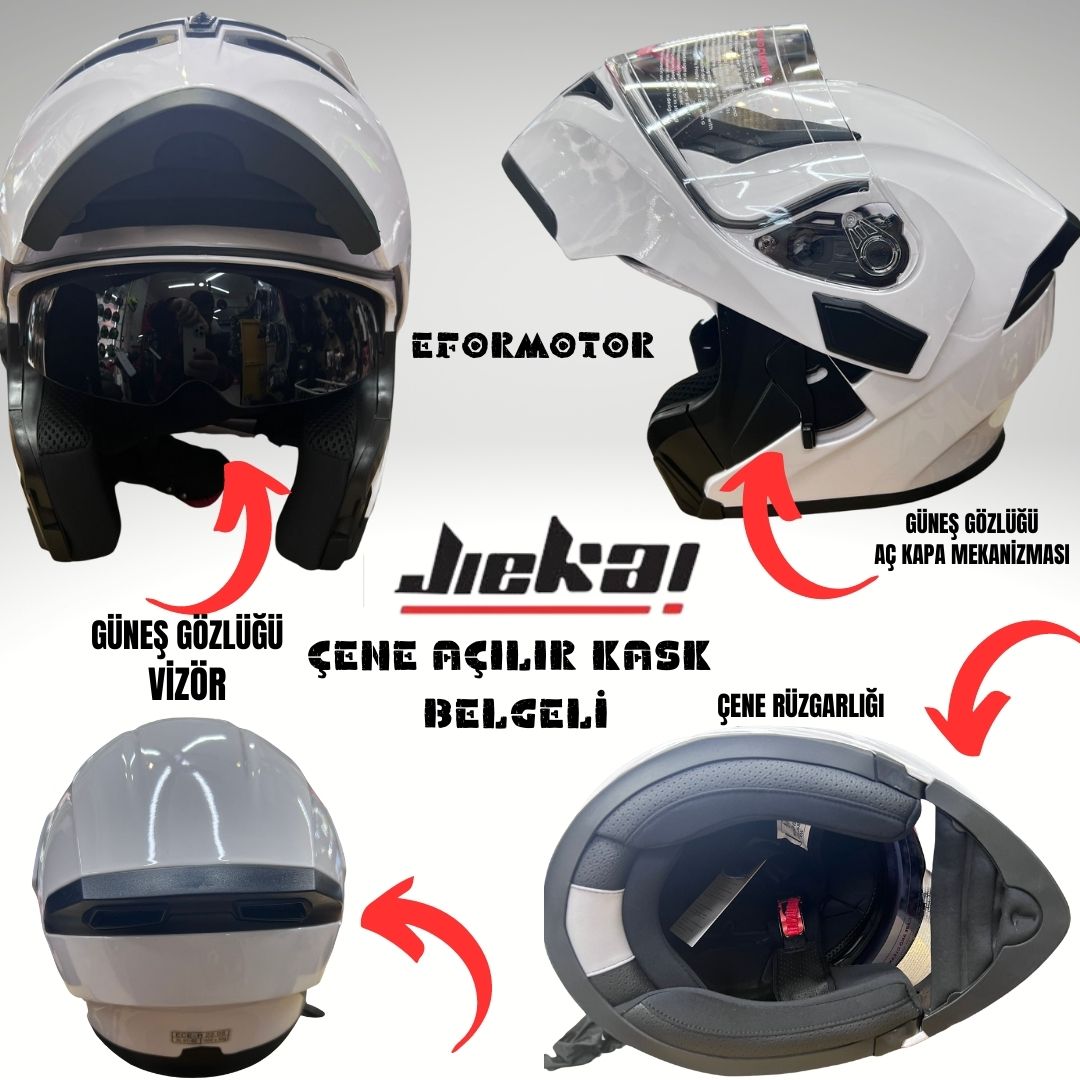 JİEKAİ ÇENE AÇILIR KASK  BEYAZ