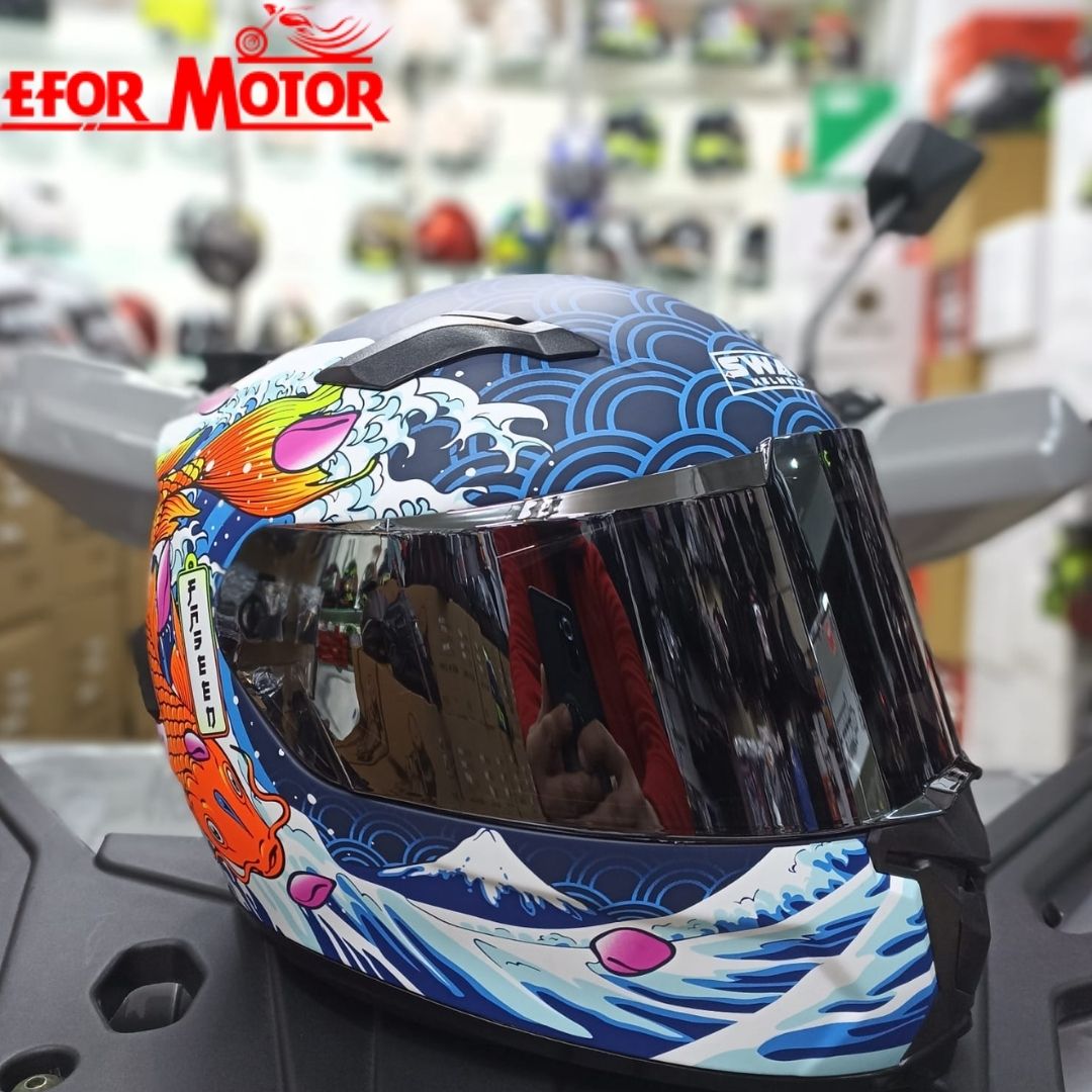FULLFACE KASK  AYNA VİZÖRLÜ BEYAZ DESEN MODEL 1