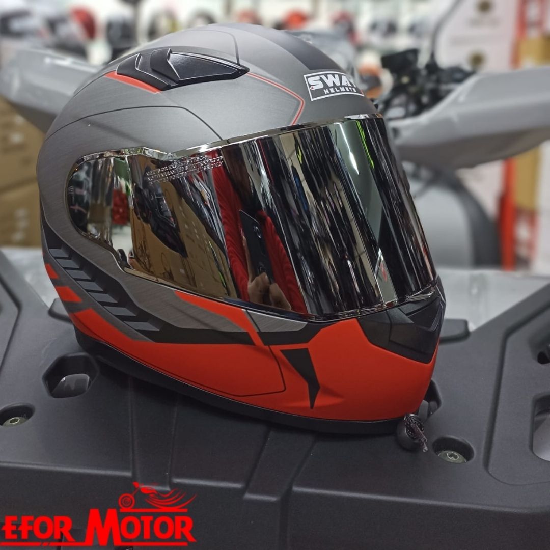 FULLFACE KASK  AYNA VİZÖRLÜ  KIRMIZI DESEN MODEL 2