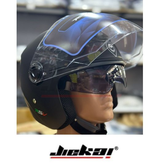 RV YARIM KASK GÜNEŞ GÖZLÜKLÜ MAT SİYAH