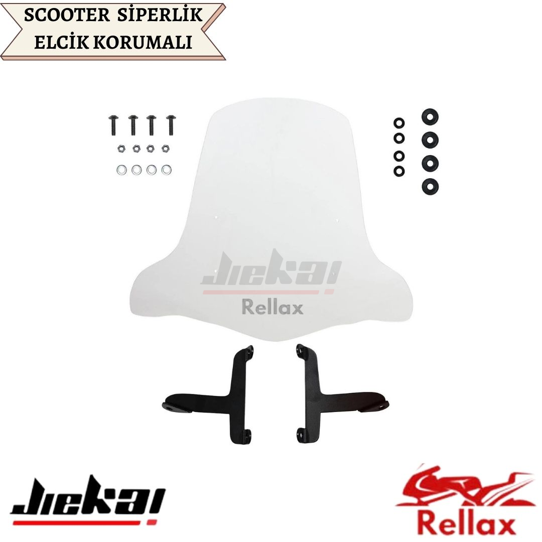 RELLAX SCOOTER  Universal ELCİKLİ ÖN CAM  ŞEFFAF