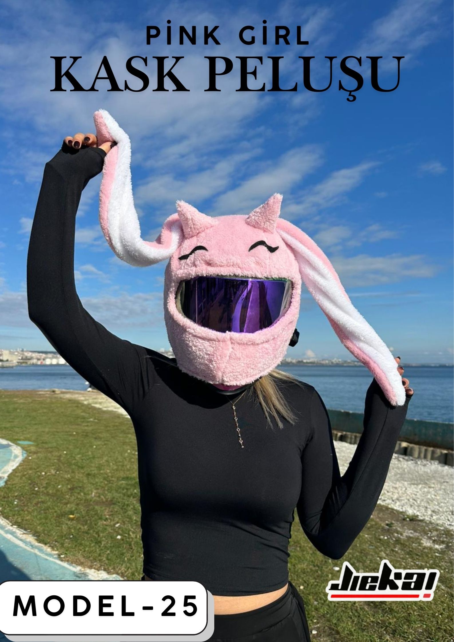 MODEL-25 KASK PELUŞU TEK EBAT PİNK GİRL