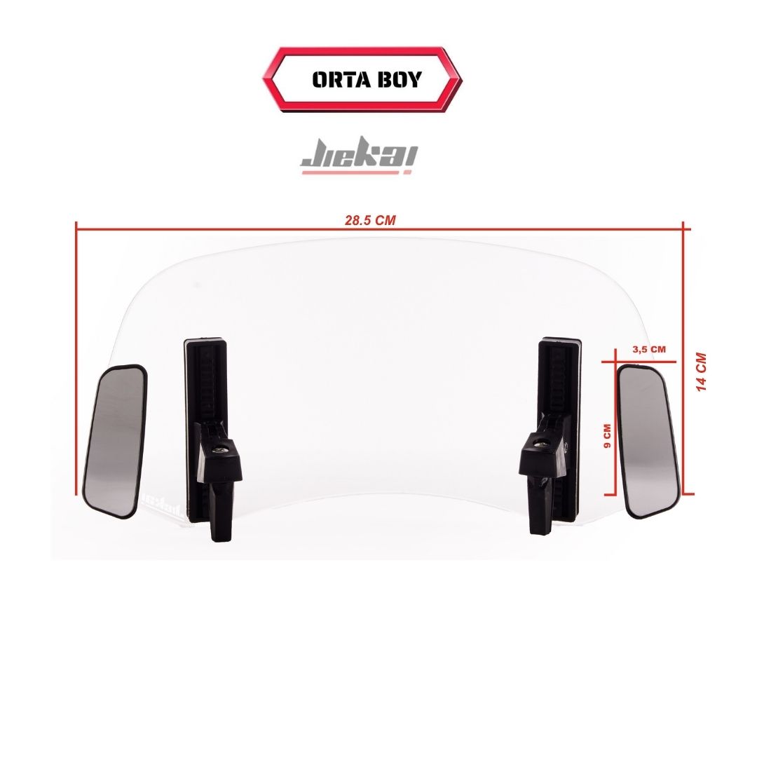 Jiekai DBS007 Dikiz aynalı Universal Çift Bağlantılı Asansörlü Deflektör * ŞEFFAF 29 X 14