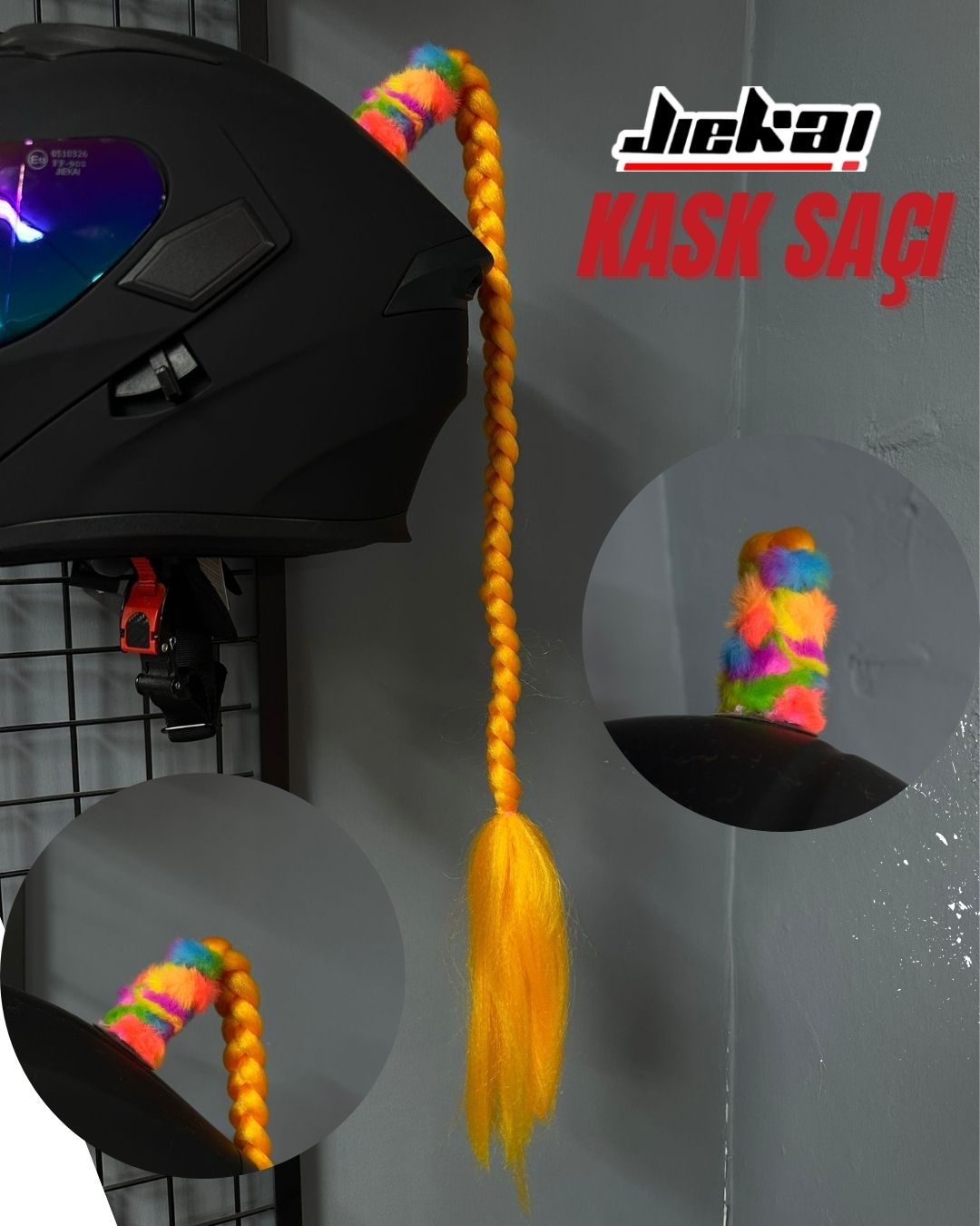 JİEKAİ KASK SAÇI  TURUNCU RENK DÜZ ÖRGÜ MODEL-08