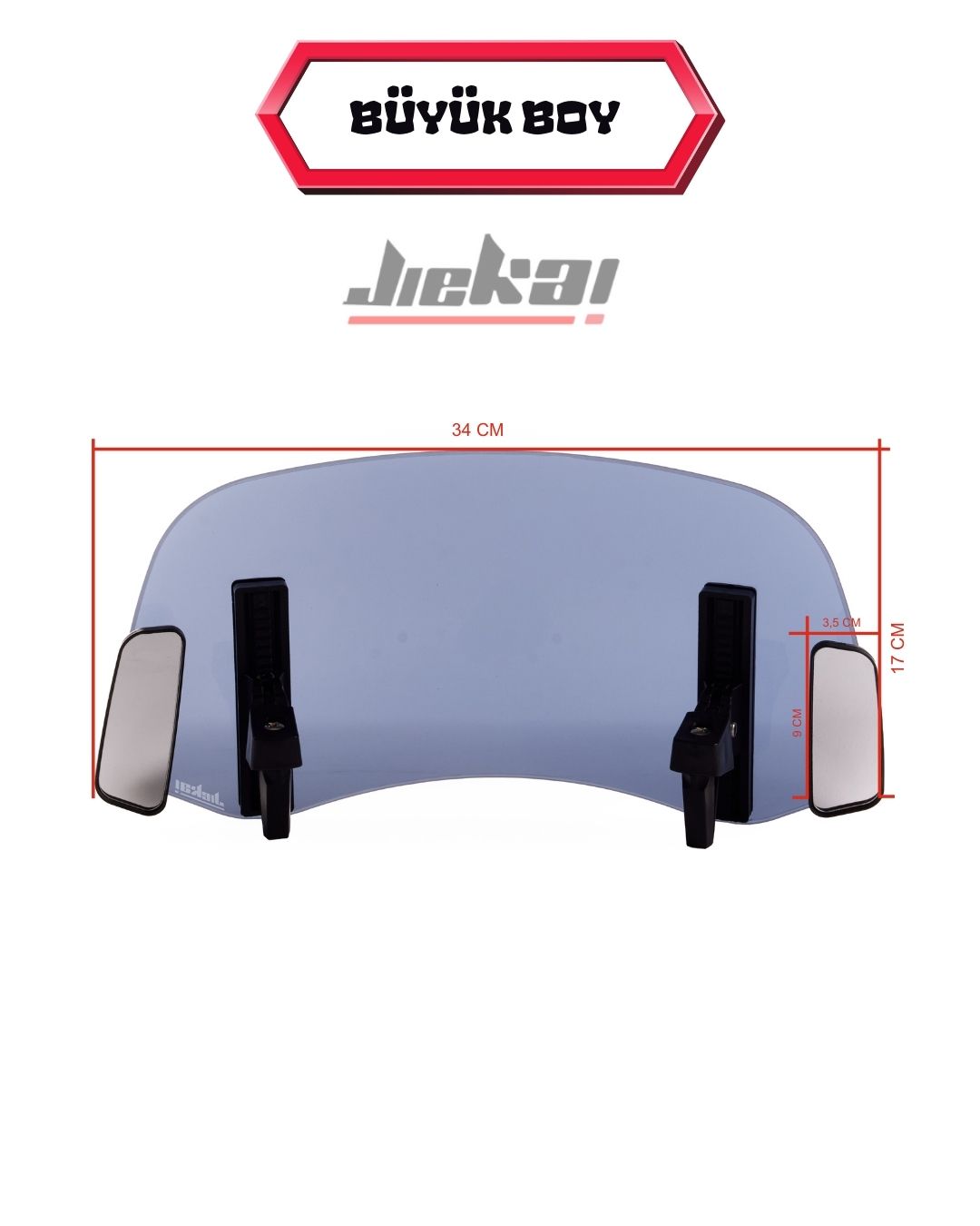 Jiekai DBS007 Dikiz aynalı Universal Çift Bağlantılı Asansörlü Deflektör * FÜME 34 X 17