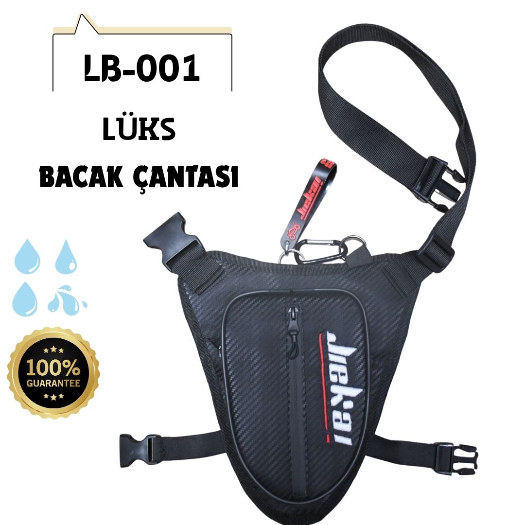 JİEKAİ LB-001 MOTORCU BACAK ÇANTASI KARBON KUMAŞ * BEYAZ NAKIŞ * ( ANAHTARLIK HEDİYE )