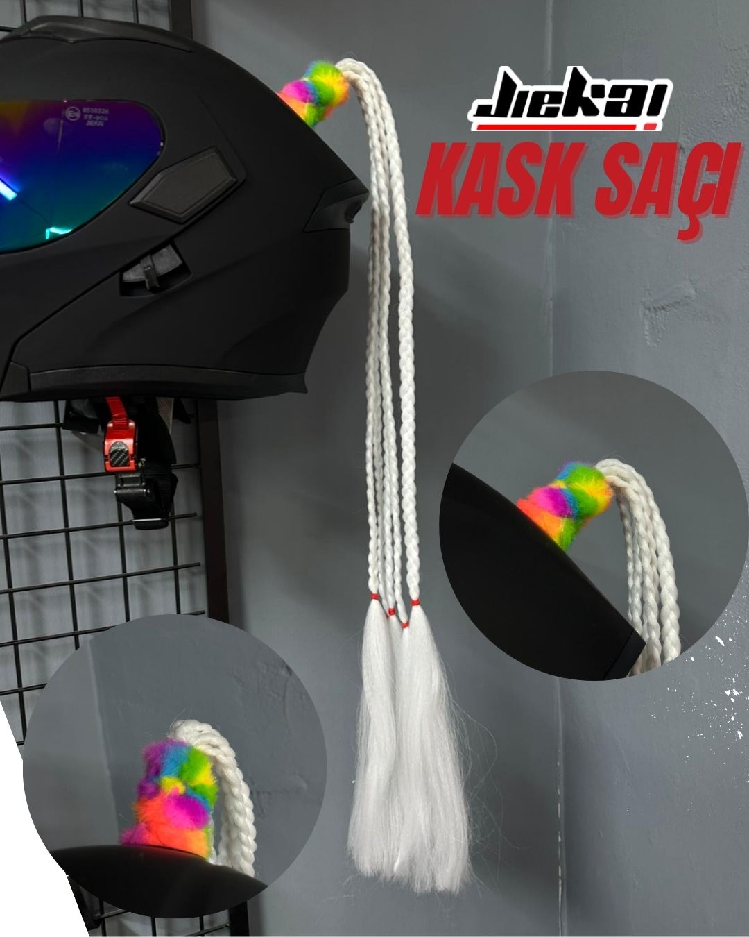 JİEKAİ KASK SAÇI BEYAZ RENK AFRİKA ÖRGÜ MODEL-01