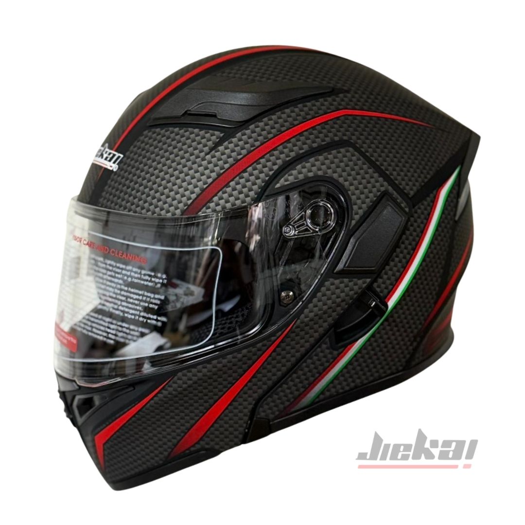 JİEKAİ JK-902 ÇENE AÇILIR KASK * ÇENE PEDLİ * B1 KARBON DESEN