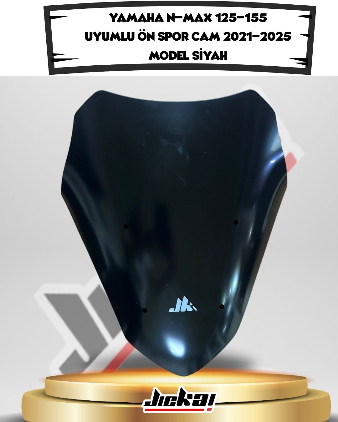 YAMAHA N-MAX 125-155 UYUMLU ÖN SPOR CAM 2021-2025 MODEL SİYAH (GENİŞLİK: 41 CM YÜKSEKLİK: 44 CM KALINLIK: 4 MM