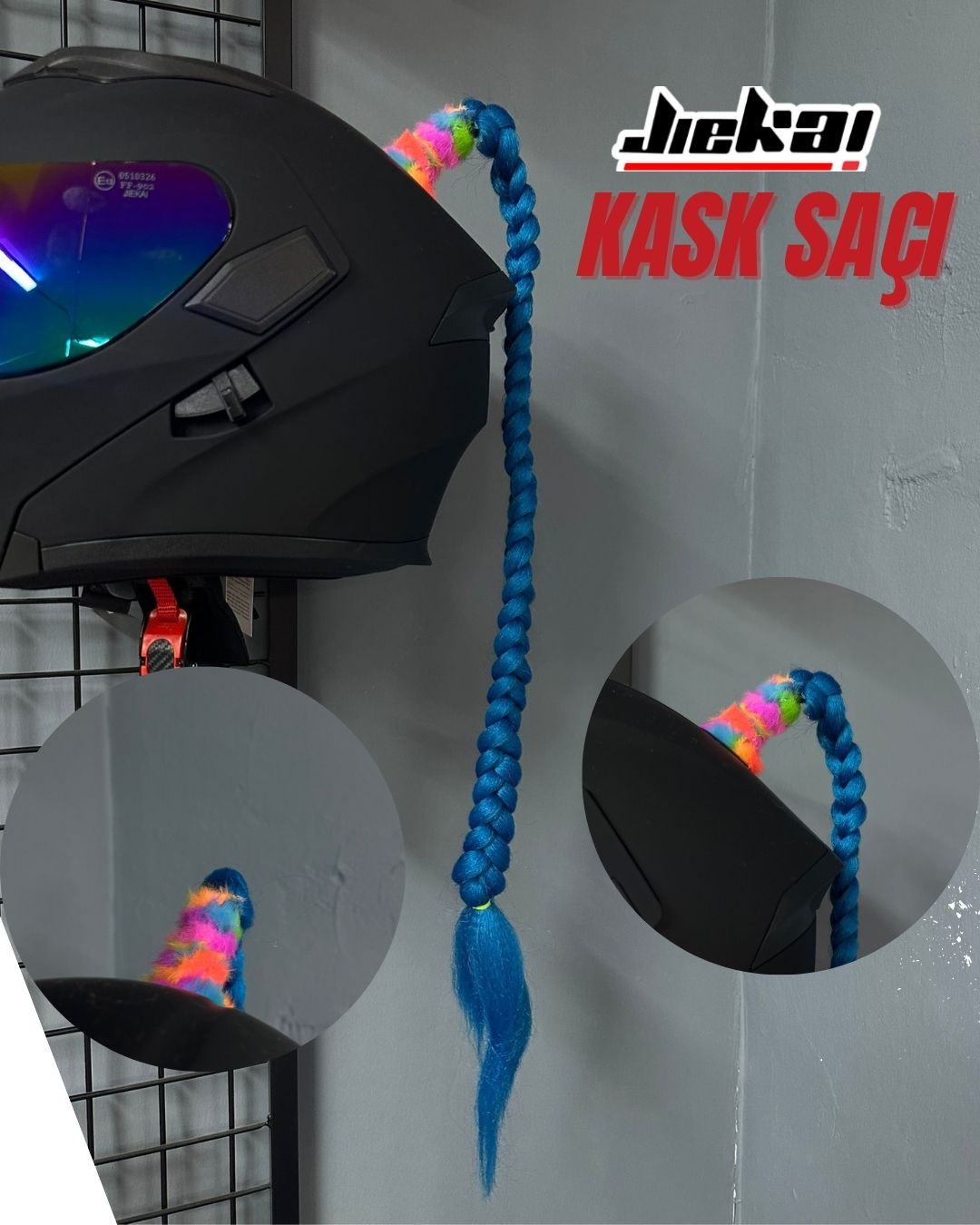 JİEKAİ KASK SAÇI LACİVERT RENK DÜZ ÖRGÜ MODEL-03