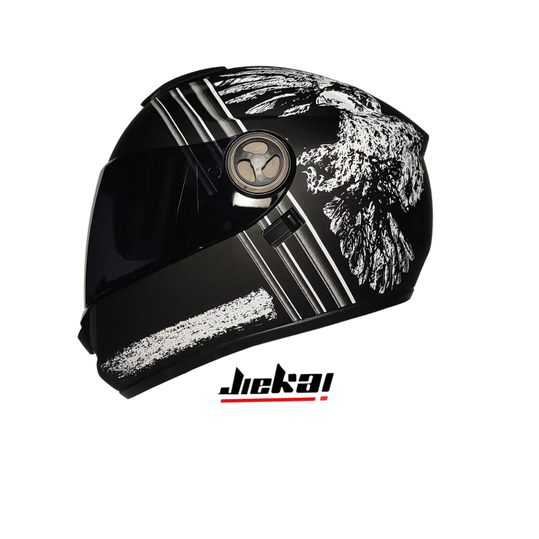 JK 913 İBIQ SİYAH BEYAZ  FUL FACE KASK