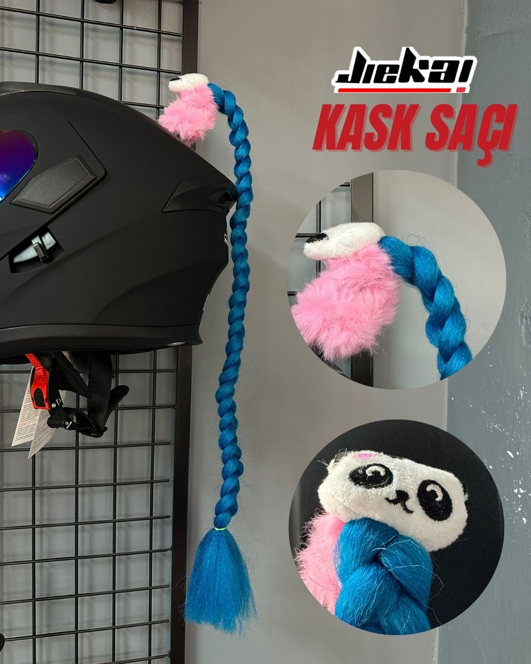 JİEKAİ KASK SAÇI TOKALI LACİVERT RENK DÜZ ÖRGÜ MODEL-03