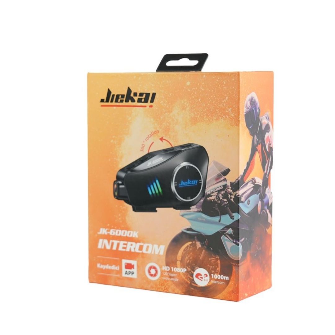 JİEKAİ JK-6000K MOTOSİKLET KAMERALI İNTERCOM İKİLİ EŞLEŞME ( HAFIZA KART HEDİYELİ )