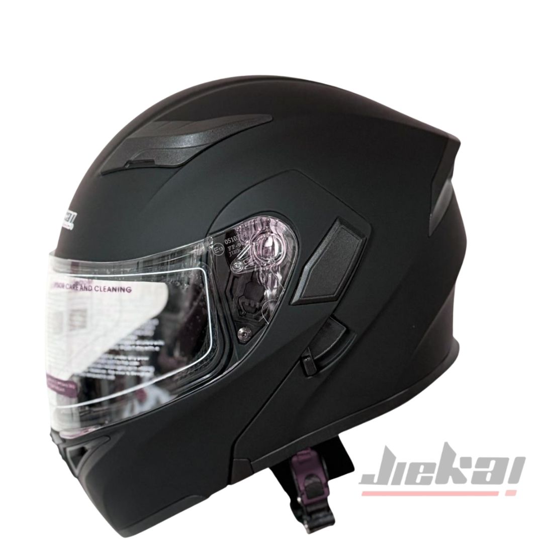 JİEKAİ JK-902 ÇENE AÇILIR KASK * ÇENE PEDLİ * MAT SİYAH