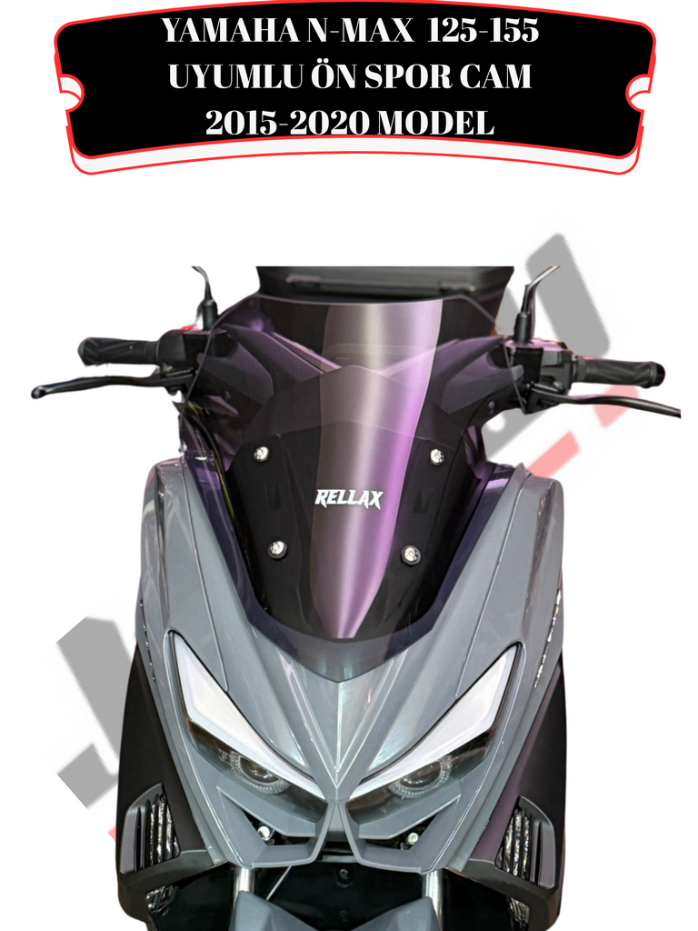 YAMAHA N-MAX 125-155 UYUMLU ÖN SPOR CAM 2015-2020 MODEL FÜME (GENİŞLİK: 41 CM YÜKSEKLİK: 44 CM KALINLIK: 4 MM